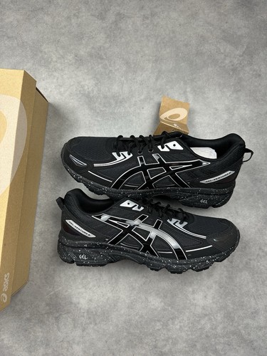 ASICS Gel Venture 6 Uomo Tutto Nero Nuovo con etichette e scatola Taglia UK 11