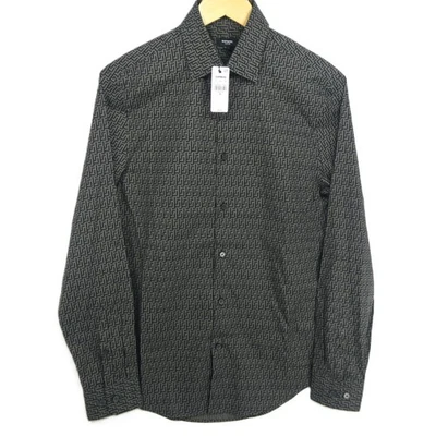 NEW Express 1MX Shirt M Slim Men's XS Gray Black Geometric Button Up Long Sleeve - Image 1 of 4