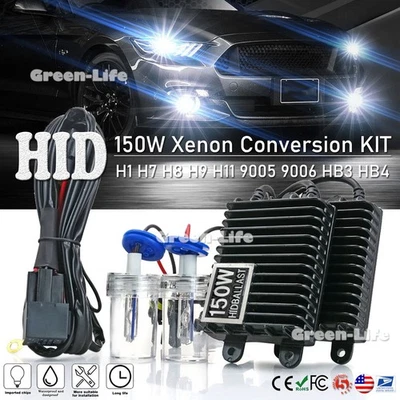 150W Xenon Bulbs H1 H4 H7 H8/9/11 9005 9006 HB3/4 HID Headlight Conversion Kit - Image 1 of 4