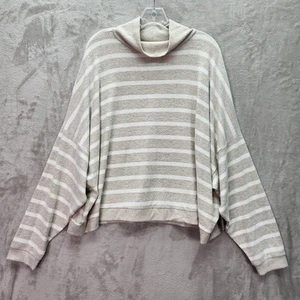 Lucky Brand Sweater Womens XL Striped Cloud Soft Funnel Neck Pullover Oversized - Picture 1 of 8
