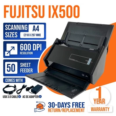 Fujitsu ScanSnap iX500 Color Duplex Document Wireless Scanner w/Bundle GRADE A!⚡ - Image 1 of 4