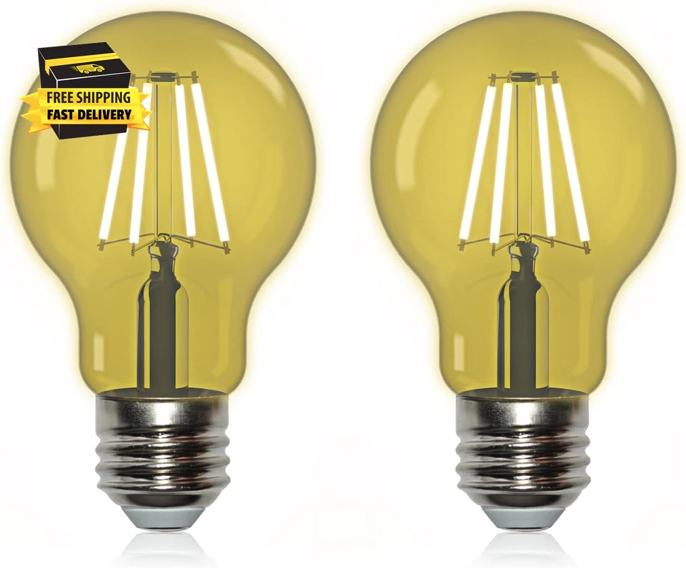 A19 Glass LED Yellow Light Bulb, 6W(60W Equivalent) E26 Base, Dimmable LED Yello - Image 1 of 4