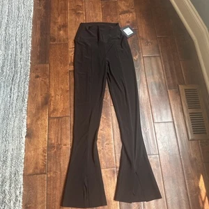 NUEVO CON ETIQUETAS Leggings Norma Kamali Spat en Negro Acampanado Frontal Abertura Elastizados Talla S - Imagen 1 de 5