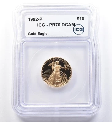 American Gold Eagle 1992-P $10 - 1/4 OZ oro PR70 DCAM ICG Foto 1 de 3