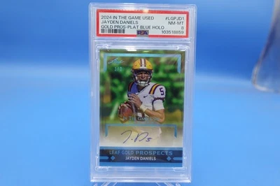 2024 Leaf ITG In The Game Gold Prospects Jayden Daniels Auto Blue Holo 1/3 PSA 8 - Image 1 of 2
