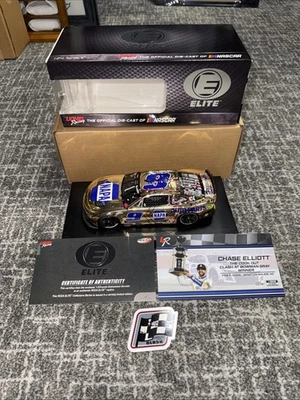 2025 Chase Elliott #9 NAPA Bowman Gray Cookout Clash Raced Win 1:24 Elite GOLD - Image 1 of 4