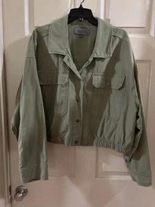TORRID Damen Plus Cropped Knopf Jacke Gr. 3X Salbeigrün Military Canvas - Bild 1 von 3