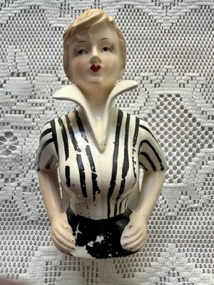 Rare Vintage Mid Century Modern Hand Painted Vase Lady Head And  Torso - Image 1 of 4