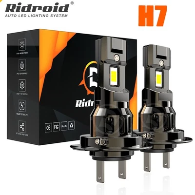 RIDROID H7 LED Headlight KIT Bulb High Low Beam Super Bright White 6500K CANBUS - Image 1 of 4