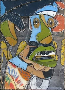 Tété AZANKPO Lome TOGO AFRICA come Lilanga ed Amedokpo SURREALISTA pezzo unico - Picture 1 of 2