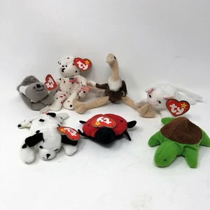TY Teenie Beanie Plüsch 7 gemischtes Set Glory Stretch Mel Flip Lucky Dotty & Speedy - Bild 1 von 5