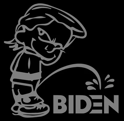 Calcomanía de vinilo troquelada Calvin Peeing on Biden varios colores y tamaños Foto 1 de 4