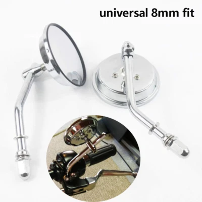 2X Chrome Round Motorcycle Rearview Mirrors For Harley Davidson Sportster Bobber - Image 1 of 4
