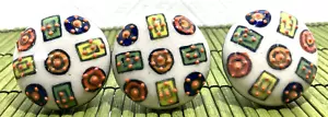 Keramik Schubladenknopf Ziehen 1,75" Multi Farbe Geometrische Rechtecke Kreise 3er Set - Bild 1 von 6
