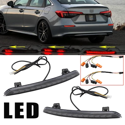 Faros antiniebla reflectores parachoques trasero ahumado LED para Honda Civic Sedán 2022-2025 Foto 1 de 4