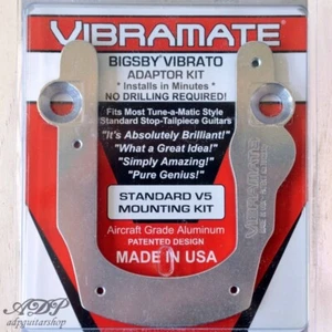 Adapter Vibramate V5 Montage Les Paul Ohne Bohrung für BIGSBY B5 Nickel