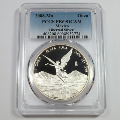 2008 Mo PCGS PR69 DCAM - MEXICO - 1 oz Silver Libertad Onza #47744A - Image 1 of 2