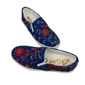 Sam Edelman Floral Slip on Sneakers Peony Blue Womens Size 6.5 - Picture 1 of 12