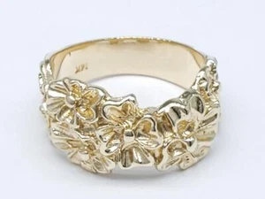 14K Solid Yellow Gold Floral Flower Design Ring Size 7.0 (AP1134595) - Picture 1 of 7