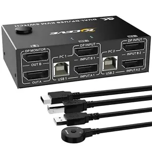 KVM Switch 2 PC 2 Monitore 8K@30Hz,KVM Switch DisplayPort 4K@144Hz für 2 PC-Teil - Bild 1 von 3