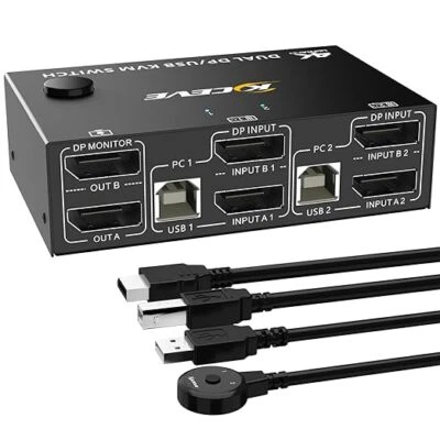 KVM Switch 2 PC 2 Monitore 8K@30Hz,KVM Switch DisplayPort 4K@144Hz für 2 PC-Teil - Image 1 of 3