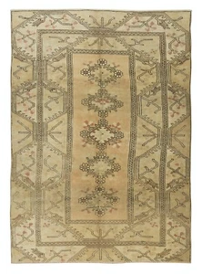 6x8.7 Ft Hand Knotted Vintage Turkish Milas Rug, 100% Wool - Picture 1 of 5