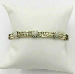 4.58 Ct Round Diamond Simulated Wedding Two Tone Bracelet 14K Yellow Gold Finish - Picture 1 of 4