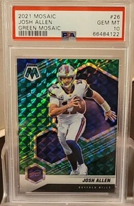 2021 PANINI MOSAIK JOSH ALLEN #26 GRÜNES MOSAIK - PSA 10 EDELSTEINE NEUWERTIG - NIEDRIGER POP - Bild 1 von 4
