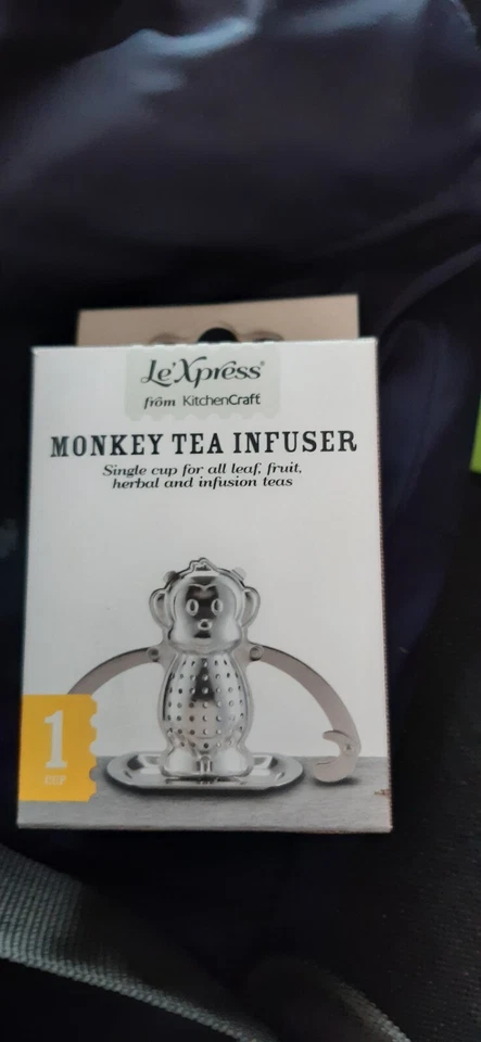 Monkey Tea Infuser, Stainless Steel, Metalic, 2.5 x 6.4 cm - New Unused Ex-stock - Image 1 of 1