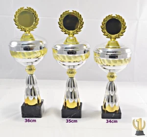 Serie 3 copas oro/plata con texto y emblema incl. inscripción - Imagen 1 de 5