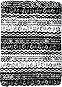 Black White Peace Sign Star Fuzzy Sherpa Blanket PINK Victoria's Secret 50x60 - Picture 1 of 1