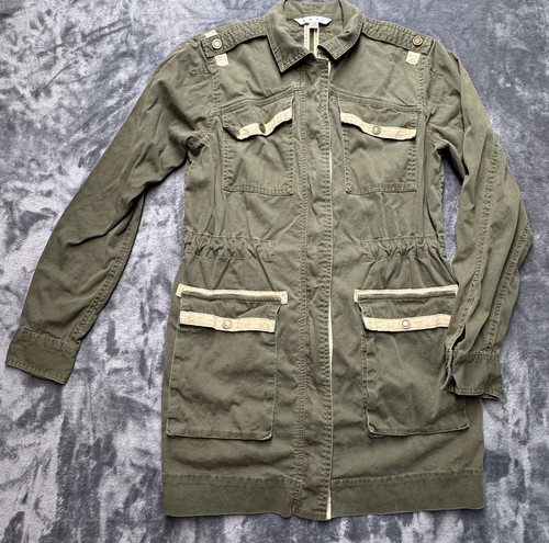 VETEMENTS Giacca tunica militare CABI verde anorak donna XS spalline full zip tela