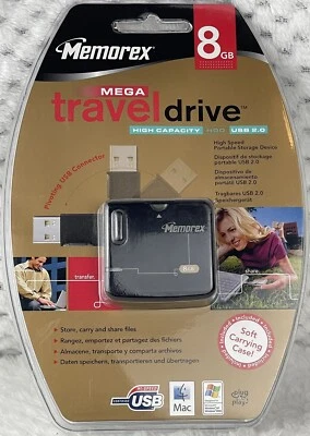 Memorex High Speed Mega Travel Drive 8 GB Portable Storage Device New In Pkg - Image 1 of 4