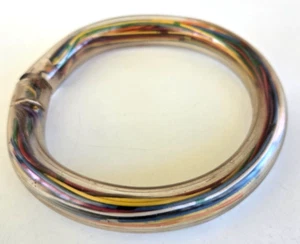 Vintage 1970s Clear PVC Pipe Tube Multicolor Wire Bangle Bracelet 9-1/8" - Picture 1 of 7