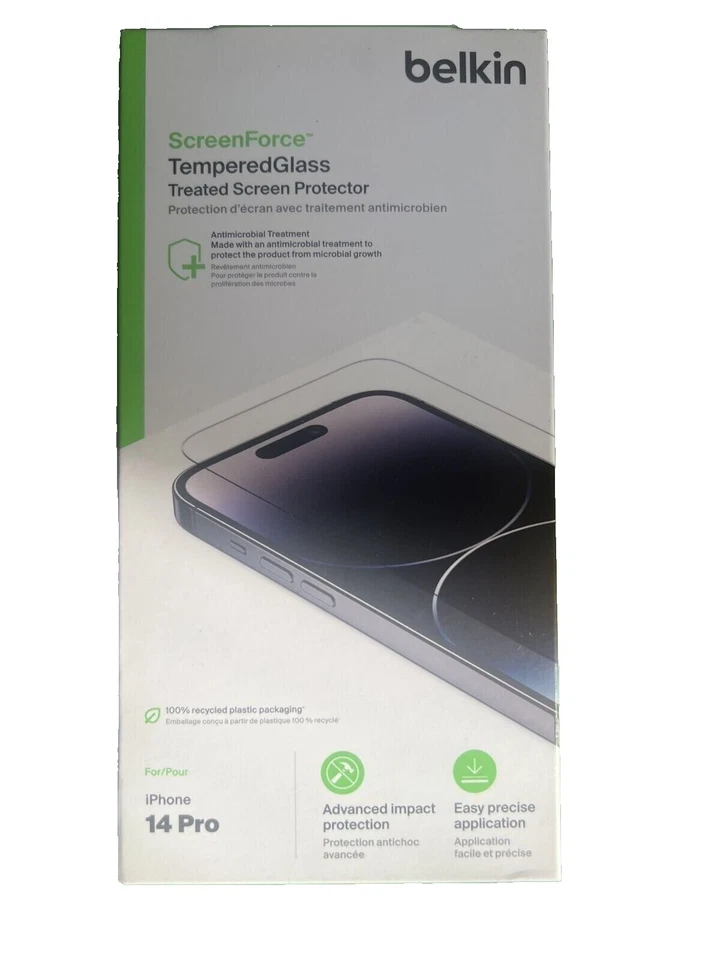 Belkin ScreenForce TemperedGlass Treated Screen Protector for iPhone 14 Pro NEW - Image 1 of 1