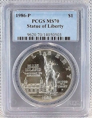 1986-P Statue of Liberty Commemorative Silver Dollar PCGS MS 70 0503 - Image 1 of 4