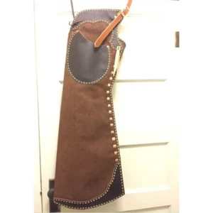 Men’s Western Cowboy Style Suede Leather Fringe Chaps Craft | Native Rodeo Pants - Picture 1 of 2