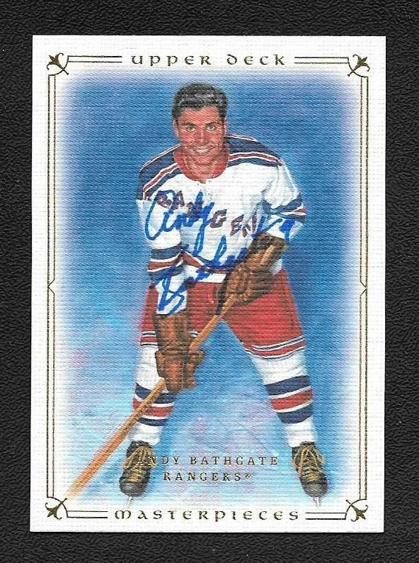 Andy Bathgate Auto Signed 2008-09 Upper Deck Masterpieces NY Rangers Card #76 - Image 1 of 1