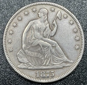 1875-P Seated Liberty Half Dollar High Grade Details Scratched - Picture 1 of 2