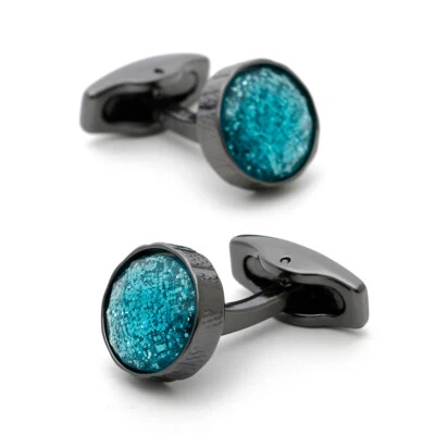 Fashion Round Men Cufflinks Crystal Wedding Party Cuff Links for Men Casual Wear - Image 1 of 4