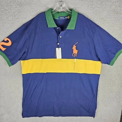 NWT Polo Ralph Lauren Size 2XLT Stripe Rugby Shirt Classic Big Pony $138 - Image 1 of 4