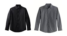 Boys' Chaps Stretch Button-Down Shirts,Black,Gray,M (10/12),L (14/16) HUSKY, NWT