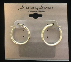 Orecchini a cerchio in argento sterling texture decorativa nuovi - Foto 1 di 2