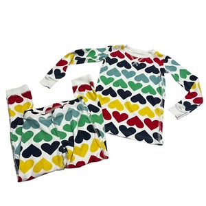Primary Kids 100% Organic Cotton Long Sleeve Pajama Set Rainbow Hearts Size 4-5 - Picture 1 of 8
