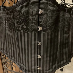 Authentic steel boned "waspie" corset reenactment/mounted shooting Black  EUC - Picture 1 of 10