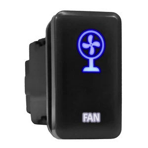 FAN Blue/White LED Backlit Switch Tall Push Button 1.54"x 0.83" (Fit: Toyota) - Picture 1 of 6