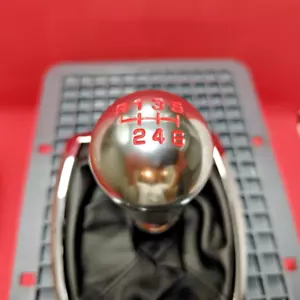 CHROME 6SP RED SPORT WEIGHTED SHIFT GEAR KNOB for FORD MUSTANG S550 V8 GT 2.3T S - Picture 1 of 6