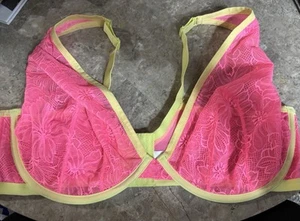 VINTAGE CACIQUE  BRA! 44 DDD.   PINK & YELLOW - Picture 1 of 6