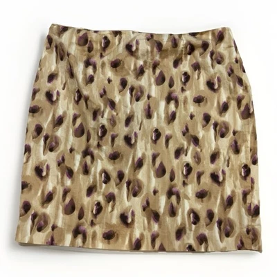 Jones носить эластичной юбка размер 16 бежевый фиолетовый абстрактный узор длина до колена - Изображение 1 из 4