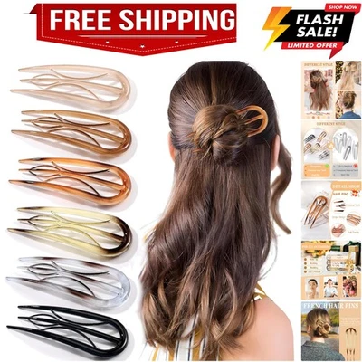 6PCS French Hair Pins for Women, Tortoise Shell French Pins Hair, Large Hair ... - Image 1 of 4